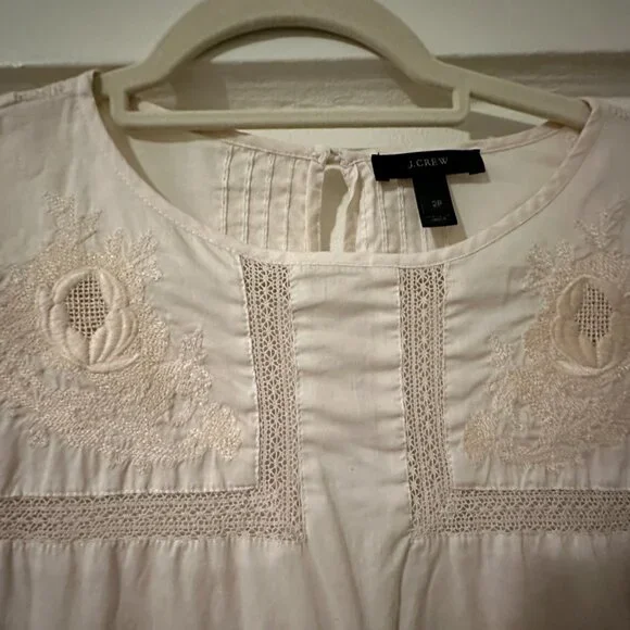 J.Crew Embroidered Cotton Blouse – Size 2 - Picture 15 of 16
